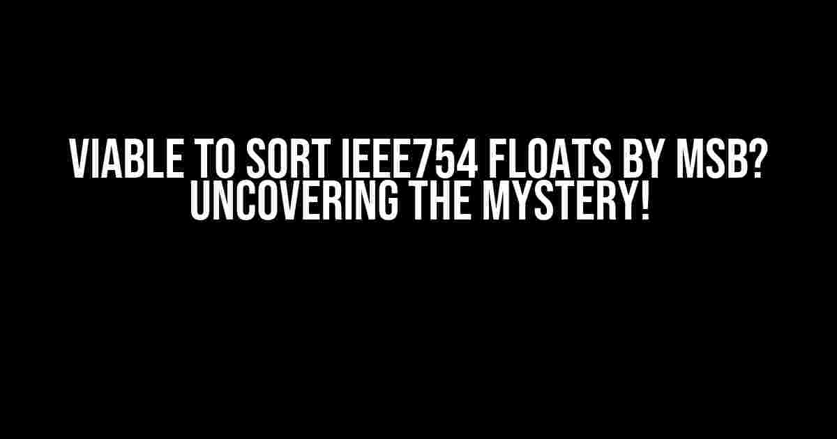 Viable to Sort IEEE754 Floats by MSB? Uncovering the Mystery!